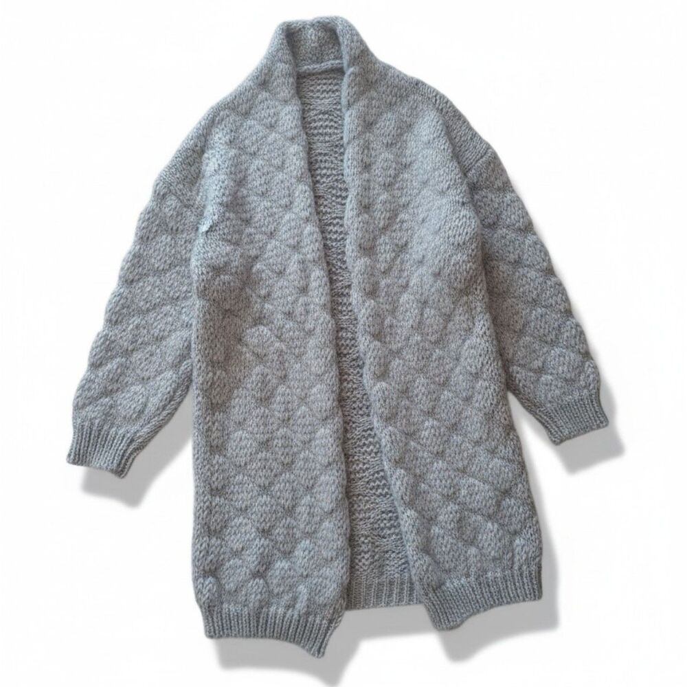 Scandal Italy Lush Gray Cardigan Oversized Cardigan Wool Alpaca Blend